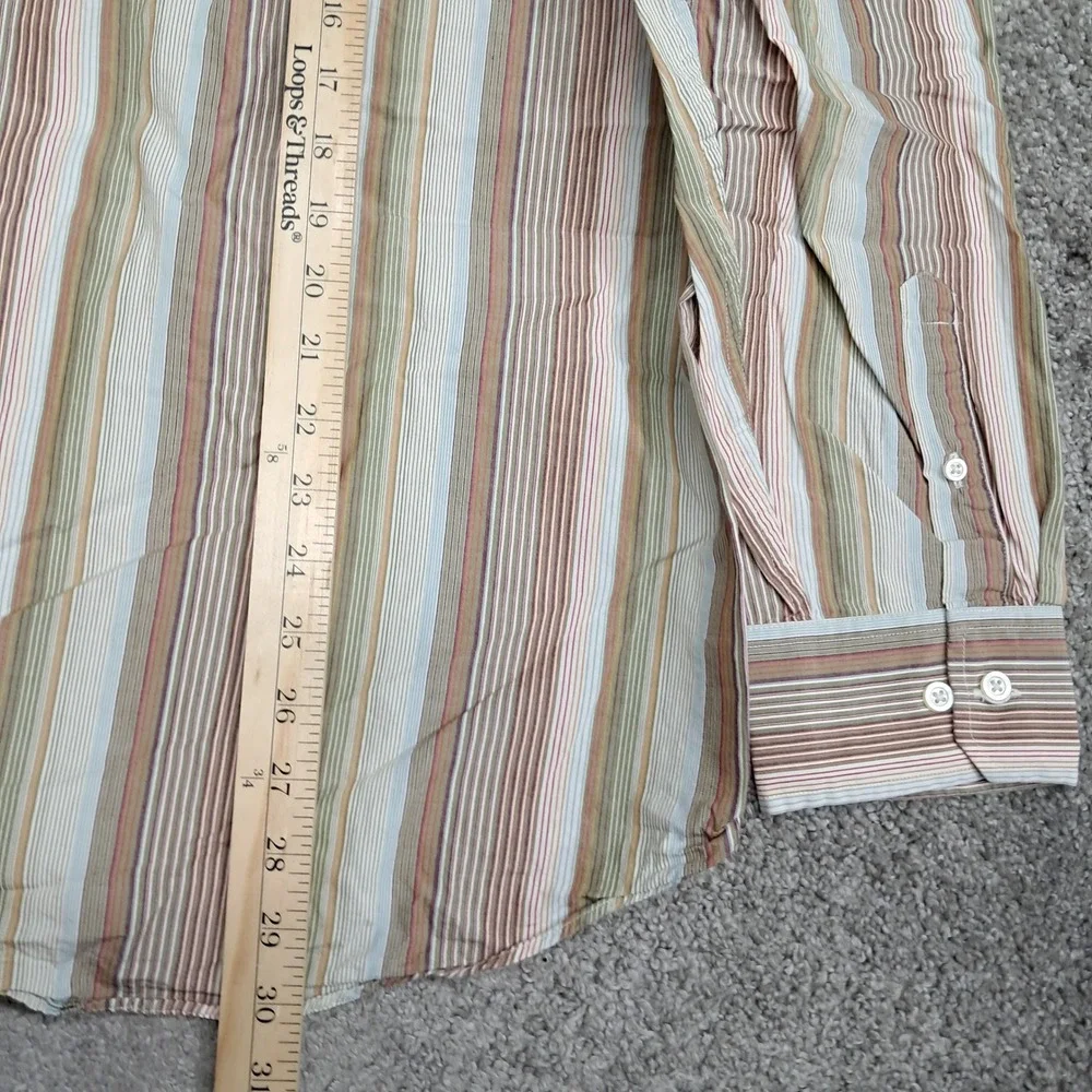 Banana Republic Mens XL Long Sleeve Striped Button Down Shirt Cotton Brown Green